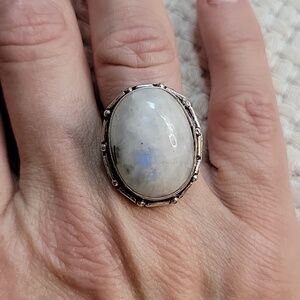 Moonstone Silver Statement Ring Size 7